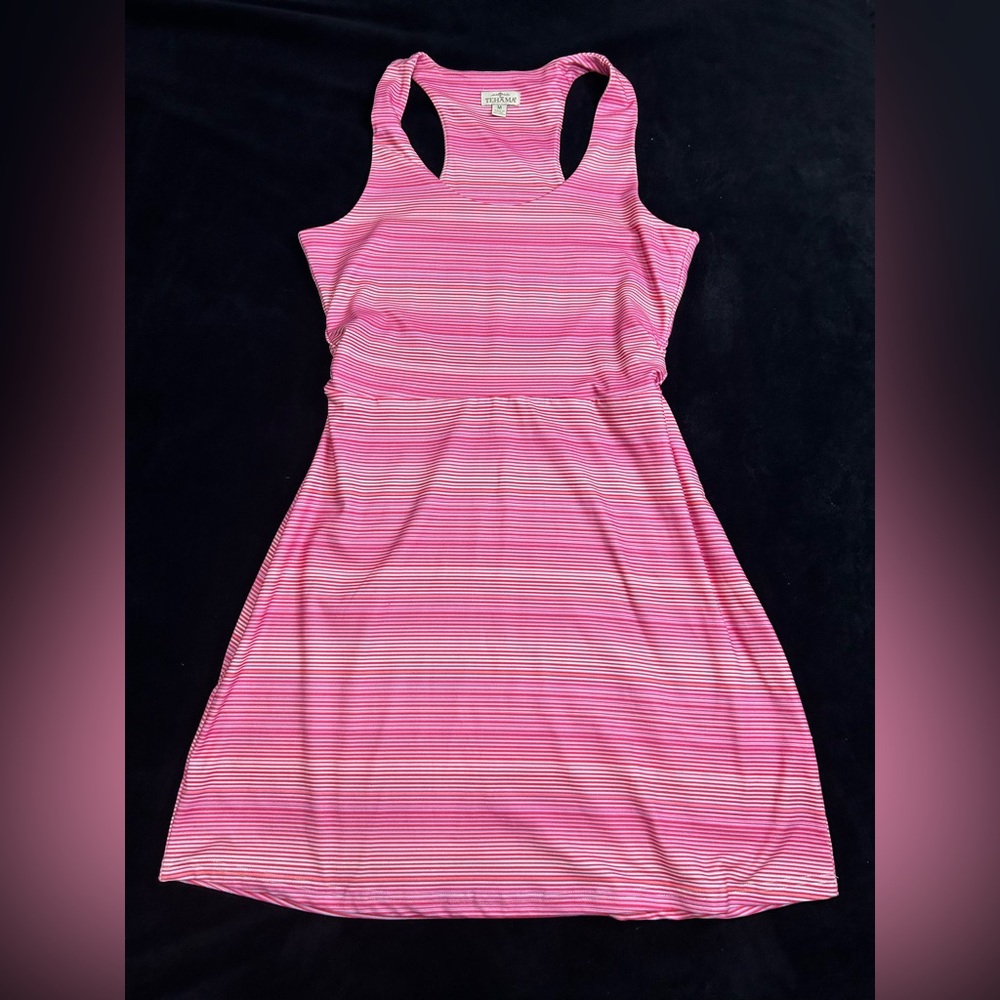 TEHAMA Pink Striped Midi Dress